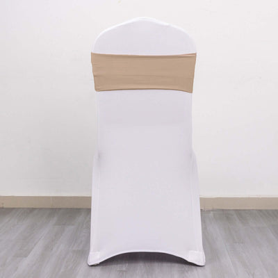 5 Pack Stretch Spandex Chair Sashes 5"x12" Nude - Two Ply Heavy Duty Fitted Chair Bands