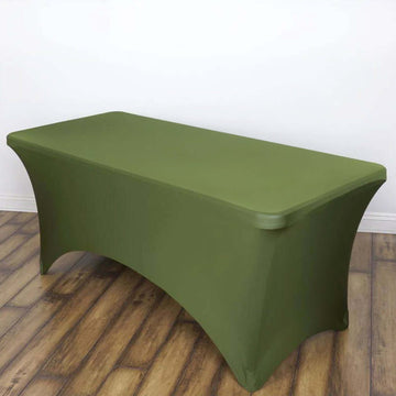 Elegant Olive Green Rectangular Stretch Spandex Tablecloth 6ft