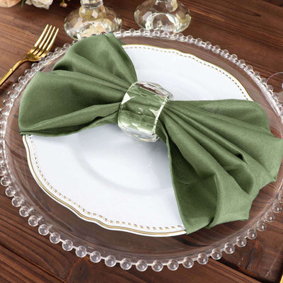 5 Pack Polyester Napkins 20"x20" Olive Green - Durable & Wrinkle Resistant Dinner Napkins