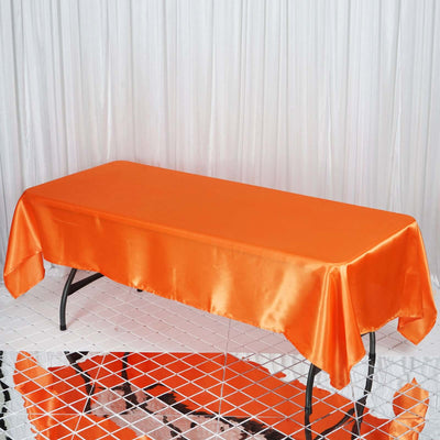Satin Rectangular Tablecloth 60"x102" Orange - Wrinkle-Resistant & Durable Table Cover