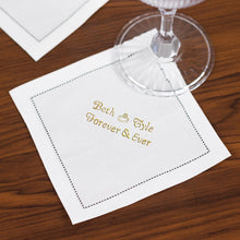 100 Pack Personalized White Cotton Cocktail Napkins with Black Hemstitched Border