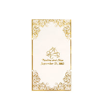 100 Pack White Soft 2 Ply Personalized Dinner Paper Napkins with Foil Lace Design and Large Emblem#whtbkgd