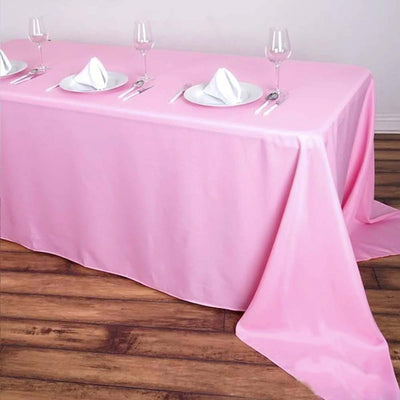 Polyester Rectangle Tablecloth 90"x156" Pink with Seamless Finish