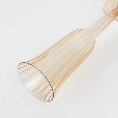 12-Pack Plastic Champagne Flutes 6oz Transparent Amber Gold Flared Design - Disposable Glasses with Detachable Base