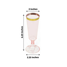 12 Pack Transparent Blush Plastic Champagne Flutes with Gold Rim, 5oz Disposable Toasting Cocktail