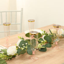 12 Pack Transparent Blush Plastic Champagne Flutes with Gold Rim, 5oz Disposable Toasting Cocktail