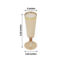 12 Pack Amber Gold Plastic Champagne Flutes with Gold Rim, 5oz Transparent Disposable Toasting 7inch