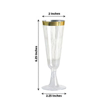 12 Pack Clear Plastic Champagne Flutes with Gold Rim, 5oz Transparent Disposable Toasting Cocktail