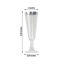 12 Pack Clear Plastic Champagne Flutes with Silver Rim, 5oz Transparent Disposable Toasting Cocktail