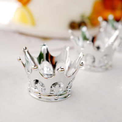 12-Pack Fillable Mini Crown Candy Container 3" Silver - Princess Crown Baby Shower Candy Treat Favor Containers