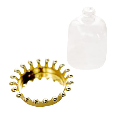 12 Pack Clear Gold Mini Crown Jar Candy Container Gift Boxes, Small Treats Party Favor Boxes With Dome Lid 4"