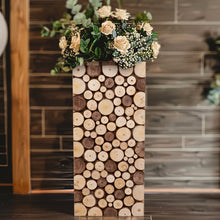 Natural Wooden Slices Pillar Prop Pedestal Stand, Rustic Farmhouse Wood Riser Rectangular Plant