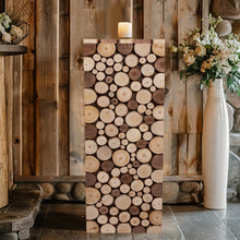 Natural Wooden Slices Pillar Prop Pedestal Stand, Rustic Farmhouse Wood Riser Rectangular Plant