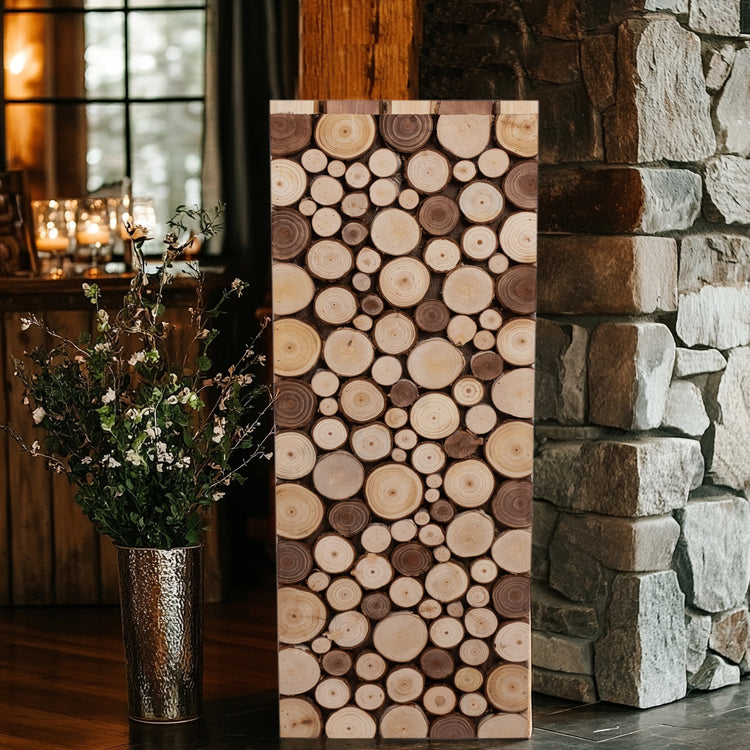 Natural Wooden Slices Pillar Prop Pedestal Stand, Rustic Farmhouse Wood Riser Rectangular Plant