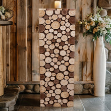 Natural Wooden Slices Pillar Prop Pedestal Stand, Rustic Farmhouse Wood Riser Rectangular Plant