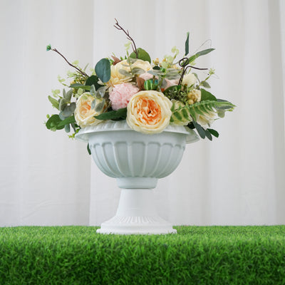 4 Pack Off White Crafted All Weather Roman Inspired Pedestal Column Flower Plant Stand Pot - PVC 11"