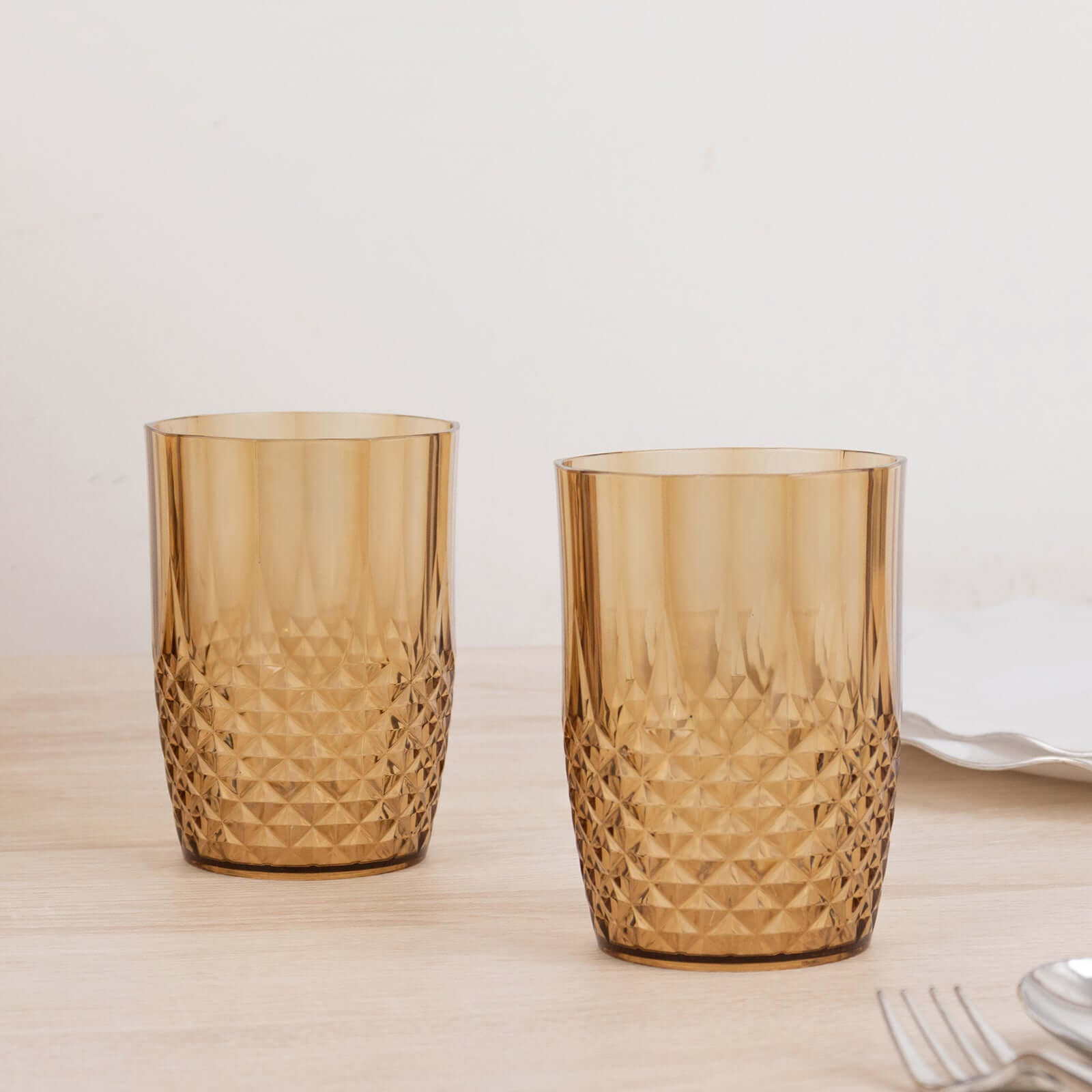 Amber Gold Crystal Cut Plastic Tumblers | eFavormart.com