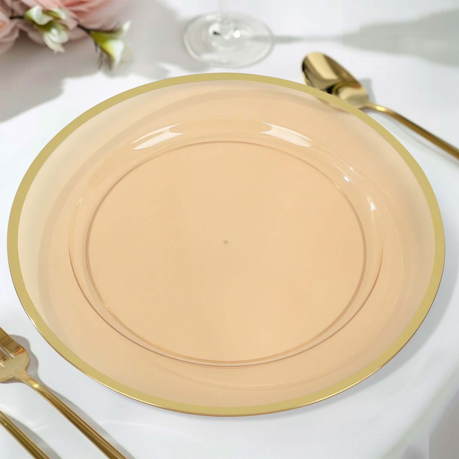 Amber Gold Charger Plates Gold Rim | eFavormart.com