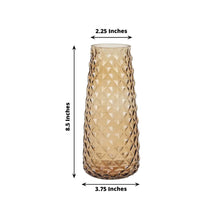 6 Pack Amber Gold Glass Urn Vases with Diamond Crystal Cut Pattern