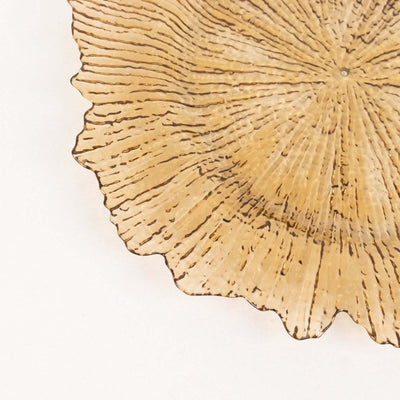 6-Pack Acrylic Plastic Charger Plates 13" Round Amber Gold Reef Design - Decorative Dinner Charger Tableware