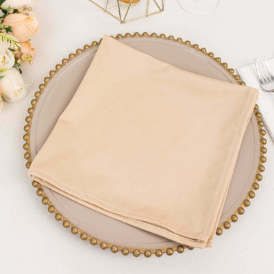 5 Pack Scuba Napkins 20"x20" Beige - Wrinkle-Free & Reusable Cloth Napkins