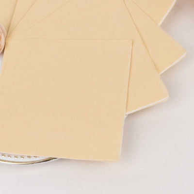 50-Pack Paper Beverage Napkins 2 Ply Beige 5"x5" - Soft Disposable Cocktail Napkins 18GSM