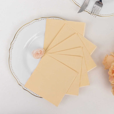 50-Pack Paper Beverage Napkins 2 Ply Beige 5"x5" - Soft Disposable Cocktail Napkins 18GSM
