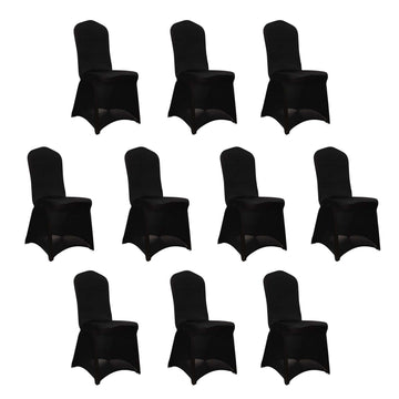 10 Pack Black Spandex Folding Slip On Chair Covers, Stretch Fitted Chair Covers - 160 GSM