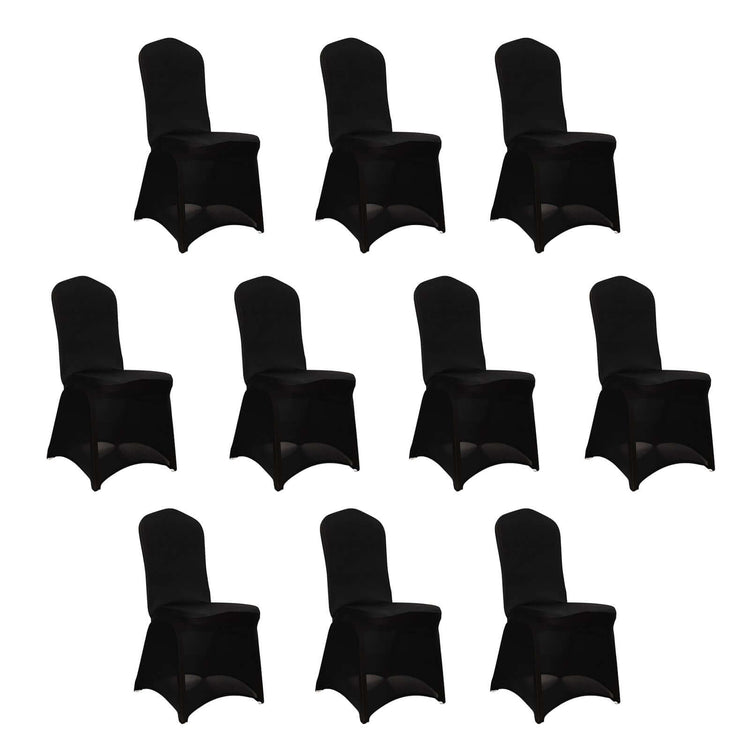 10 Pack Black Spandex Folding Slip On Chair Covers, Stretch Fitted Chair Covers - 160 GSM#whtbkgd