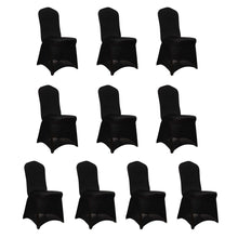 10 Pack Black Spandex Folding Slip On Chair Covers, Stretch Fitted Chair Covers - 160 GSM