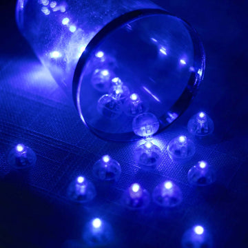 50 Pack Light Blue Round LED Balloon Lights, Waterproof Battery Operated Mini LED Balls - 0.5"