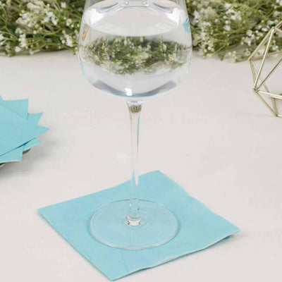 50-Pack Paper Beverage Napkins 2 Ply Blue 5"x5" - Soft Disposable Cocktail Napkins 18GSM