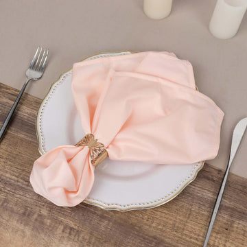 5 Pack Blush Premium Scuba Cloth Napkins, Wrinkle-Free Reusable Dinner Napkins - 20"x20"