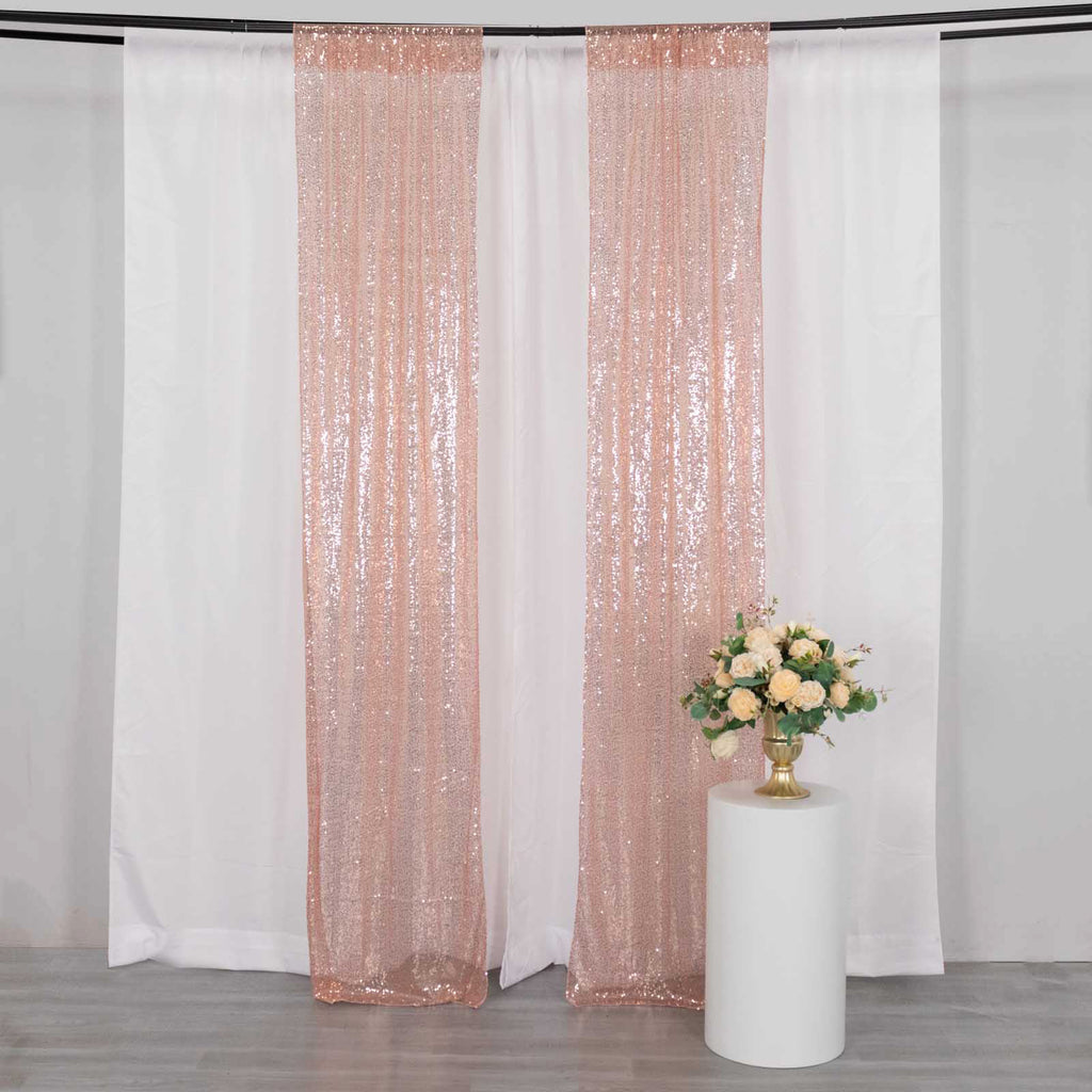 Rose Gold Sequin Photo Backdrop Curtains (2 Pack) | eFavormart.com