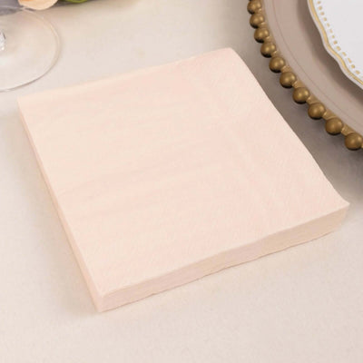 50-Pack Paper Beverage Napkins 2 Ply Blush 5"x5" - Soft Disposable Cocktail Napkins 18GSM