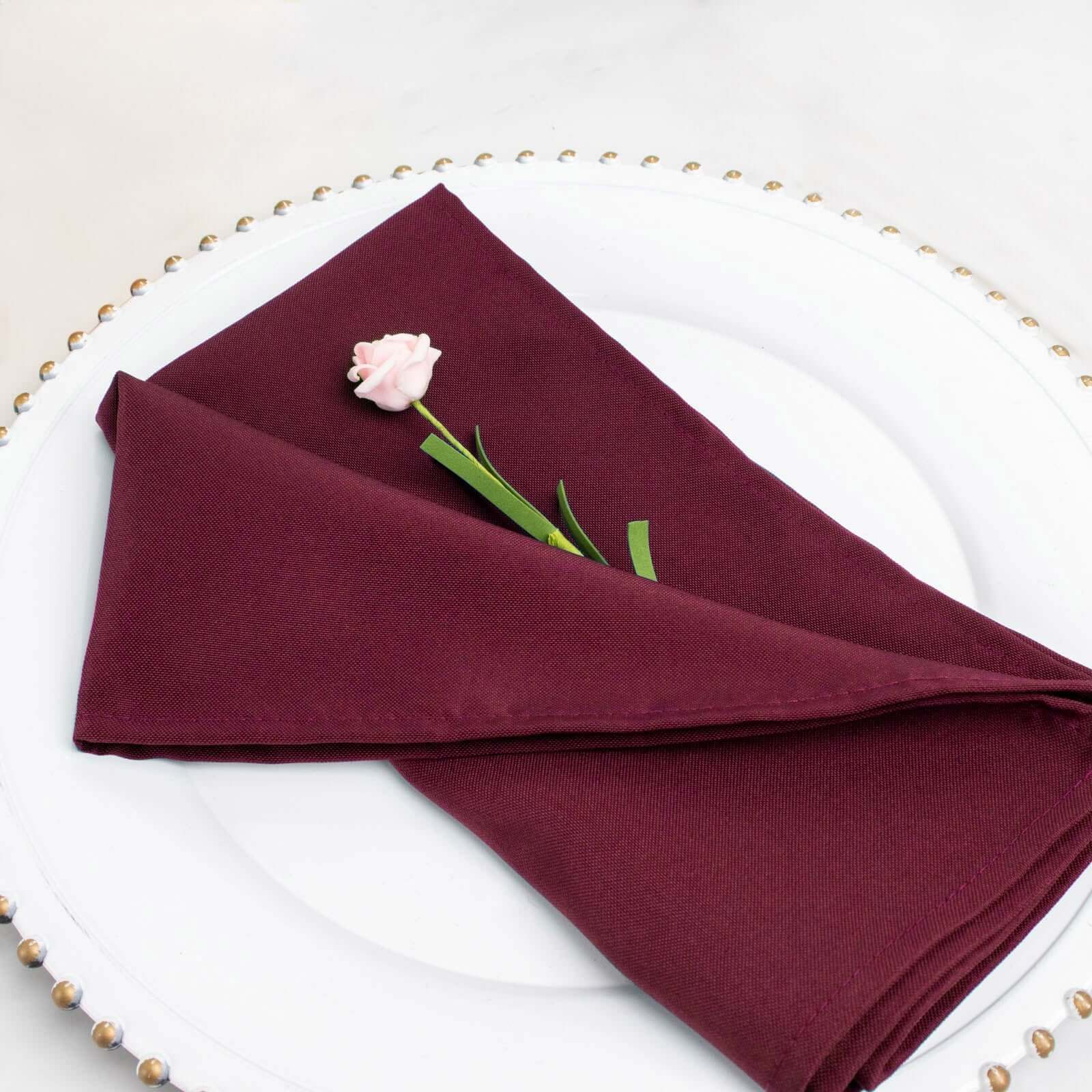 5 Pack Burgundy Premium Polyester Cloth Napkins | eFavormart.com