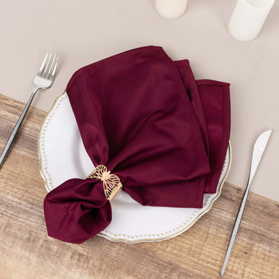 5 Pack Scuba Napkins 20"x20" Burgundy - Wrinkle-Free & Reusable Cloth Napkins