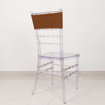 5 Pack Stretch Spandex Chair Sashes 5"x12" Cinnamon Brown - Two Ply Heavy Duty Fitted Chair Bands