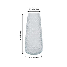 6 Pack Clear Glass Urn Vases with Diamond Crystal Cut Pattern, Decorative Flower Vases Table