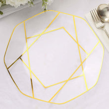 Plastic Octagon Dessert Plates In 10 Inch Size With Clear And Gold Design