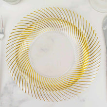 10 Pack | 7inch Clear / Gold Swirl Rim Plastic Dessert Appetizer Plates