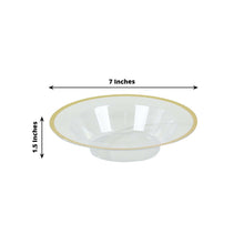 20 Pack Clear Plastic Salad Soup Bowls with Gold Rim, Round Disposable Dessert Serving Bowls - 12oz