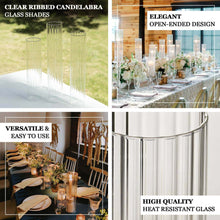 2 Pack Clear Candelabra Ribbed Candle Holder Glass Shades