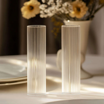 <span style="background-color:transparent;color:#111111;">Elegant Ambiance with Clear Ribbed Candle Holder Glass Shades</span>