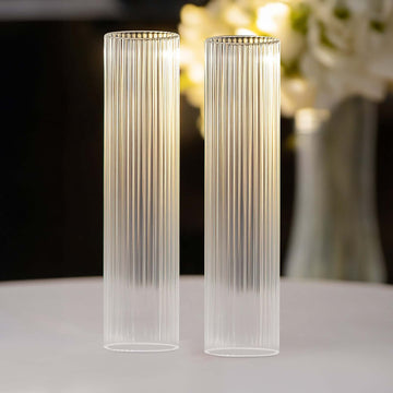 <span style="background-color:transparent;color:#111111;">Elegant Ambiance with Clear Ribbed Candle Holder Glass Shades</span>