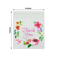 100 Pack Clear White PVC Cookie Candy Bags With Thank You Floral Print