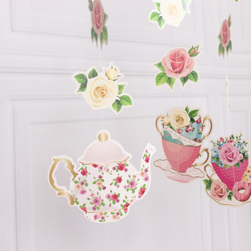 Versatile Decorating Options with Teapot Floral Paper Garland