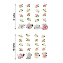 8 Pack Double Sided Floral Tea Party Paper Garland, Pre-Assembled Mixed Teapot Banner