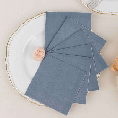 50-Pack Paper Beverage Napkins 2 Ply Dusty Blue 5"x5" - Soft Disposable Cocktail Napkins 18GSM