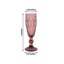 6 Pack Dusty Rose Crystal Cut Champagne Flute Glasses, 6oz Textured Wine Goblet